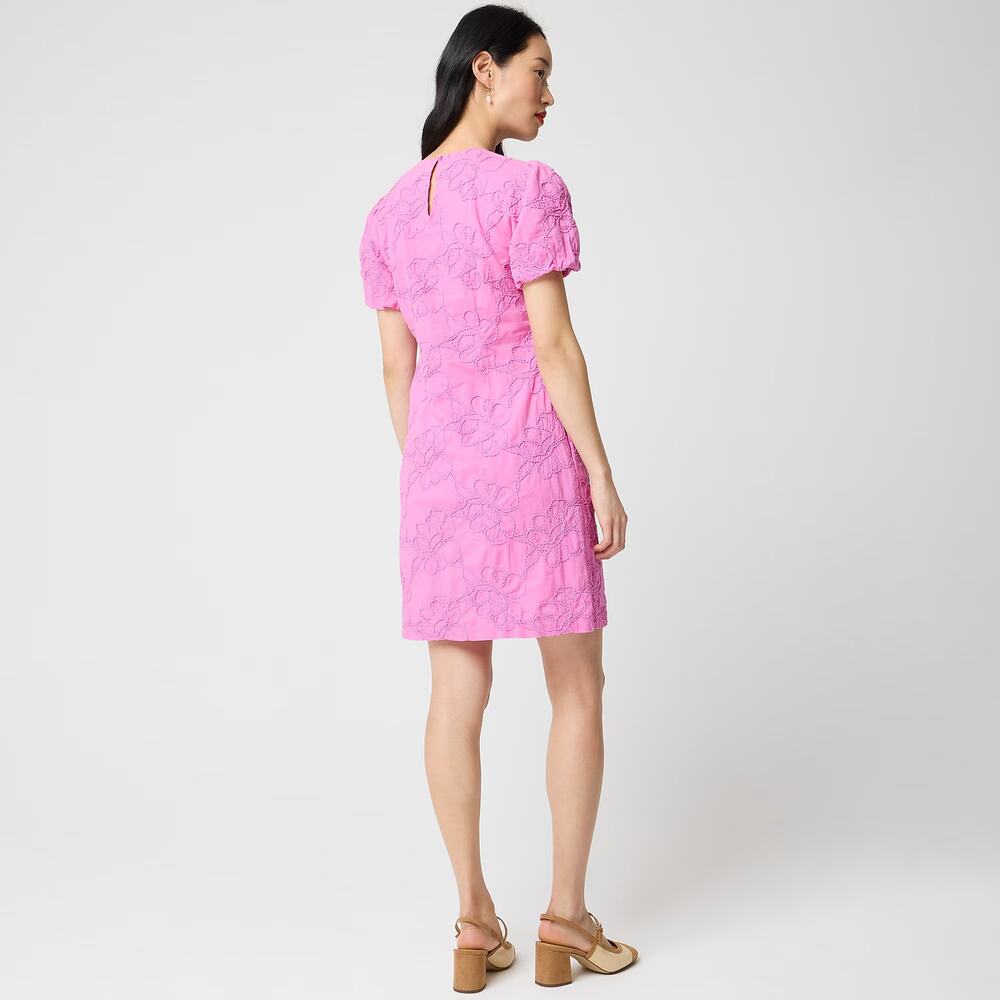 NWT J Crew Factory Embroidered Puff-Sleeve Mini Dress Coquette Pink Size 14 - Picture 3 of 4